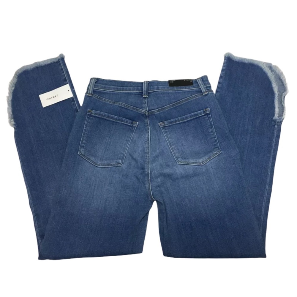 J Brand Jeans High Rise Sawyer Stovepipe Raw Hem Fringe Flat Front - Picture 9 of 14